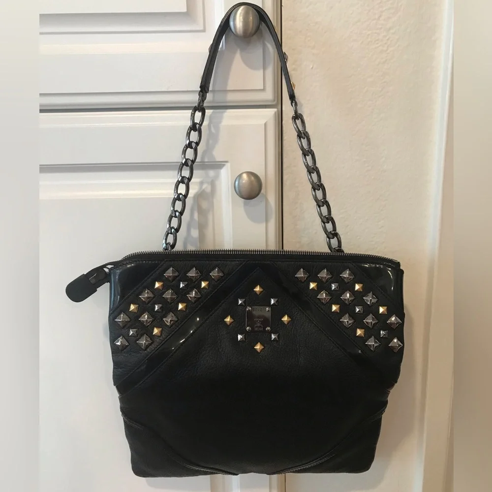 MCM Visetos Satchel Studded.